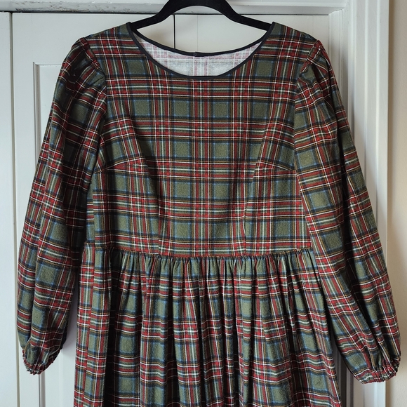 NEW Plaid Flannel Pullover Long Sleeve Dress - Picture 2 of 6